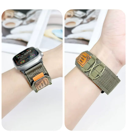 Breathable Woven Nylon Apple Watch Band - Army Green