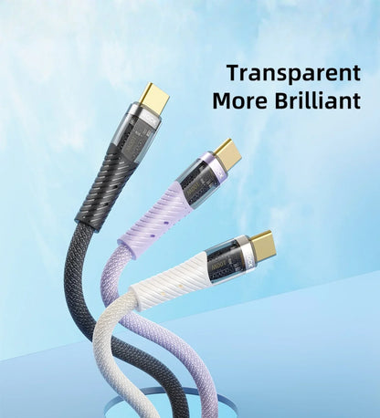 ROCK Z21 100W Transparent USB-C to USB-C Cable – Fast Charging & Data Transfer (1.2m)