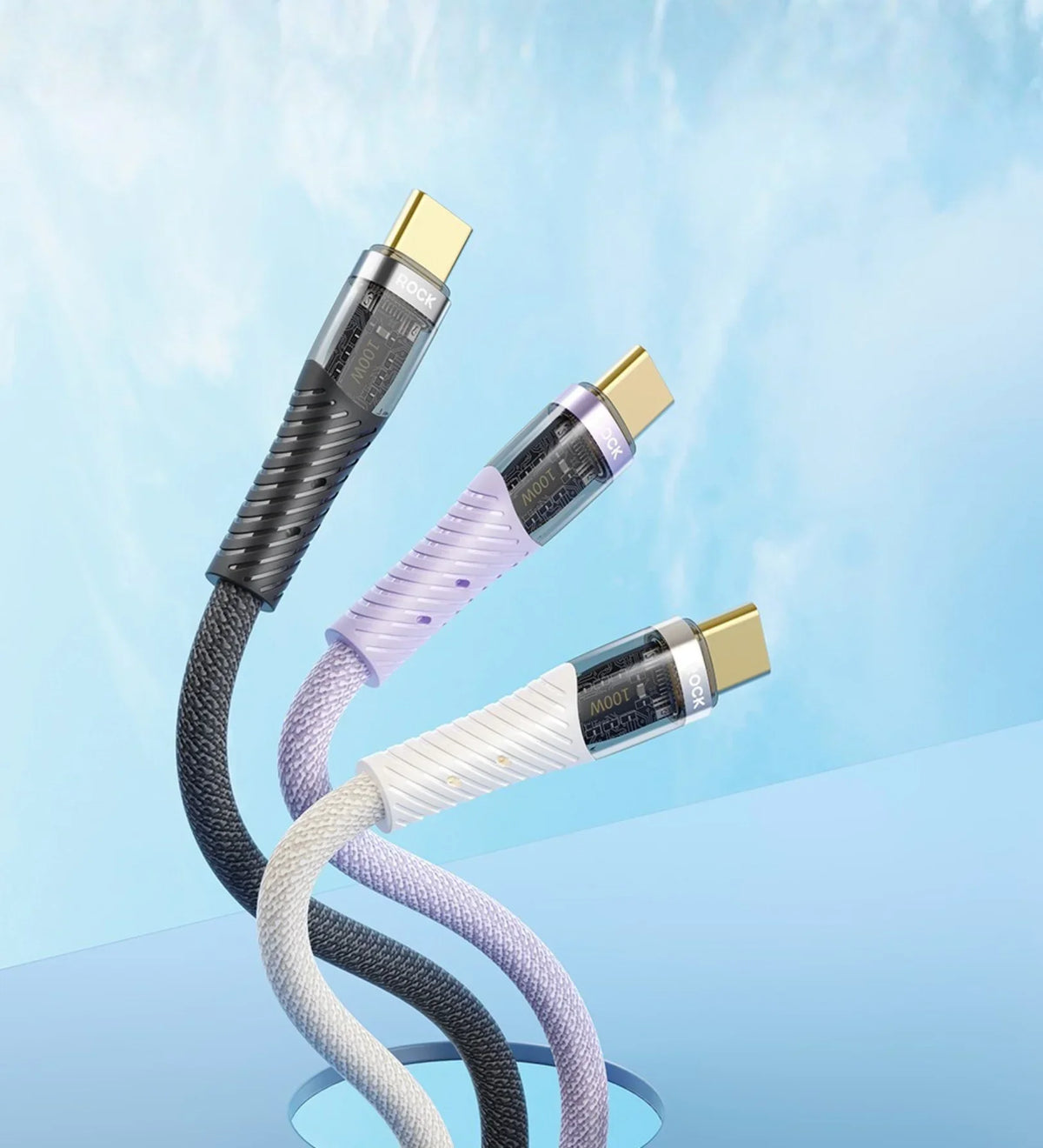ROCK Z21 100W Transparent USB-C to USB-C Cable – Fast Charging & Data Transfer (1.2m)