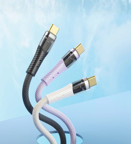 ROCK Z21 100W Transparent USB-C to USB-C Cable – Fast Charging & Data Transfer (1.2m)