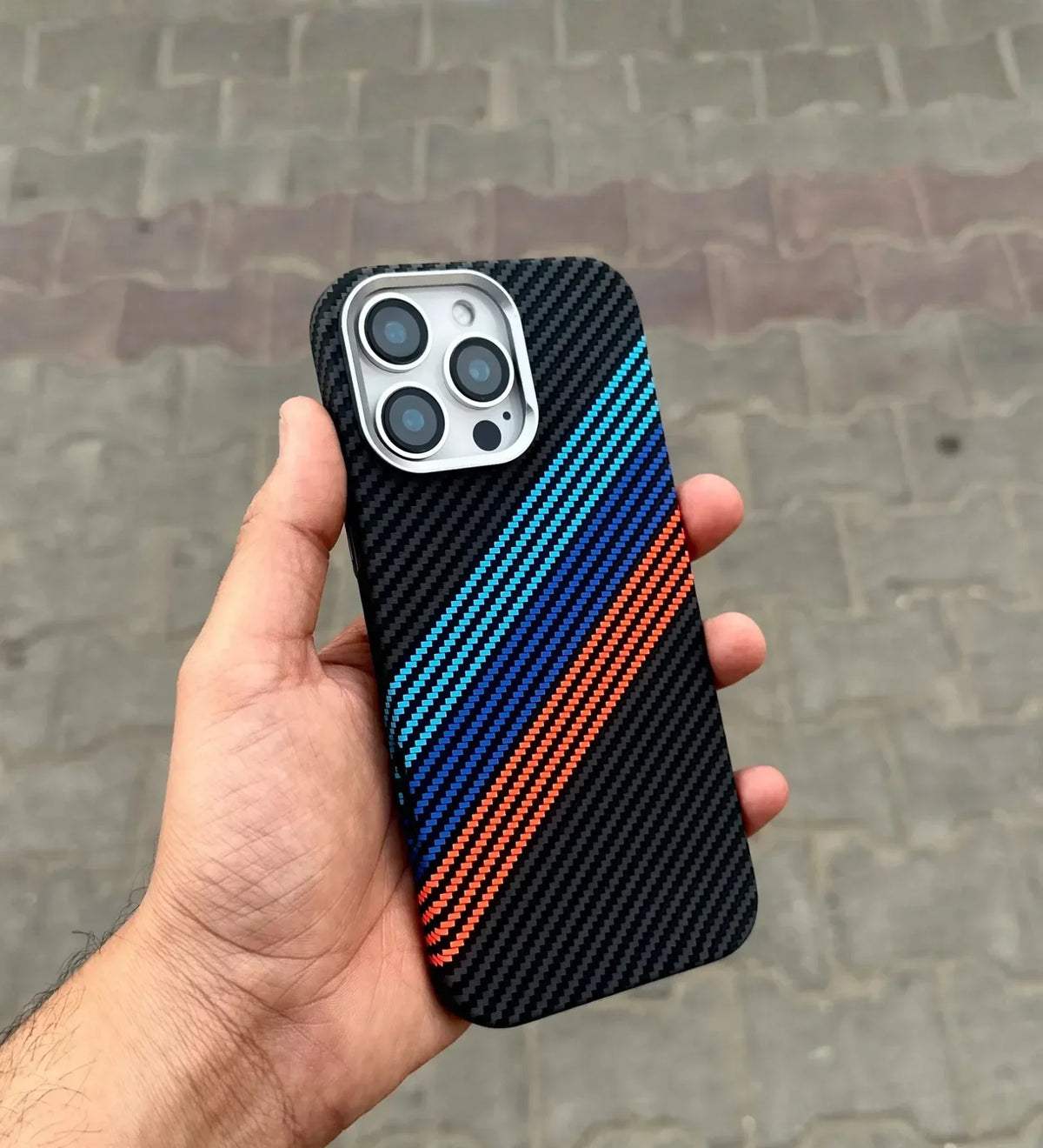 Racing Stripes Carbon Fiber MagSafe iPhone Case Cover - Slim, Stylish & Protective