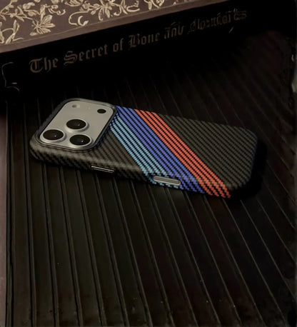 Racing Stripes Carbon Fiber MagSafe iPhone Case Cover - Slim, Stylish & Protective