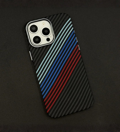 Racing Stripes Carbon Fiber MagSafe iPhone Case Cover - Slim, Stylish & Protective