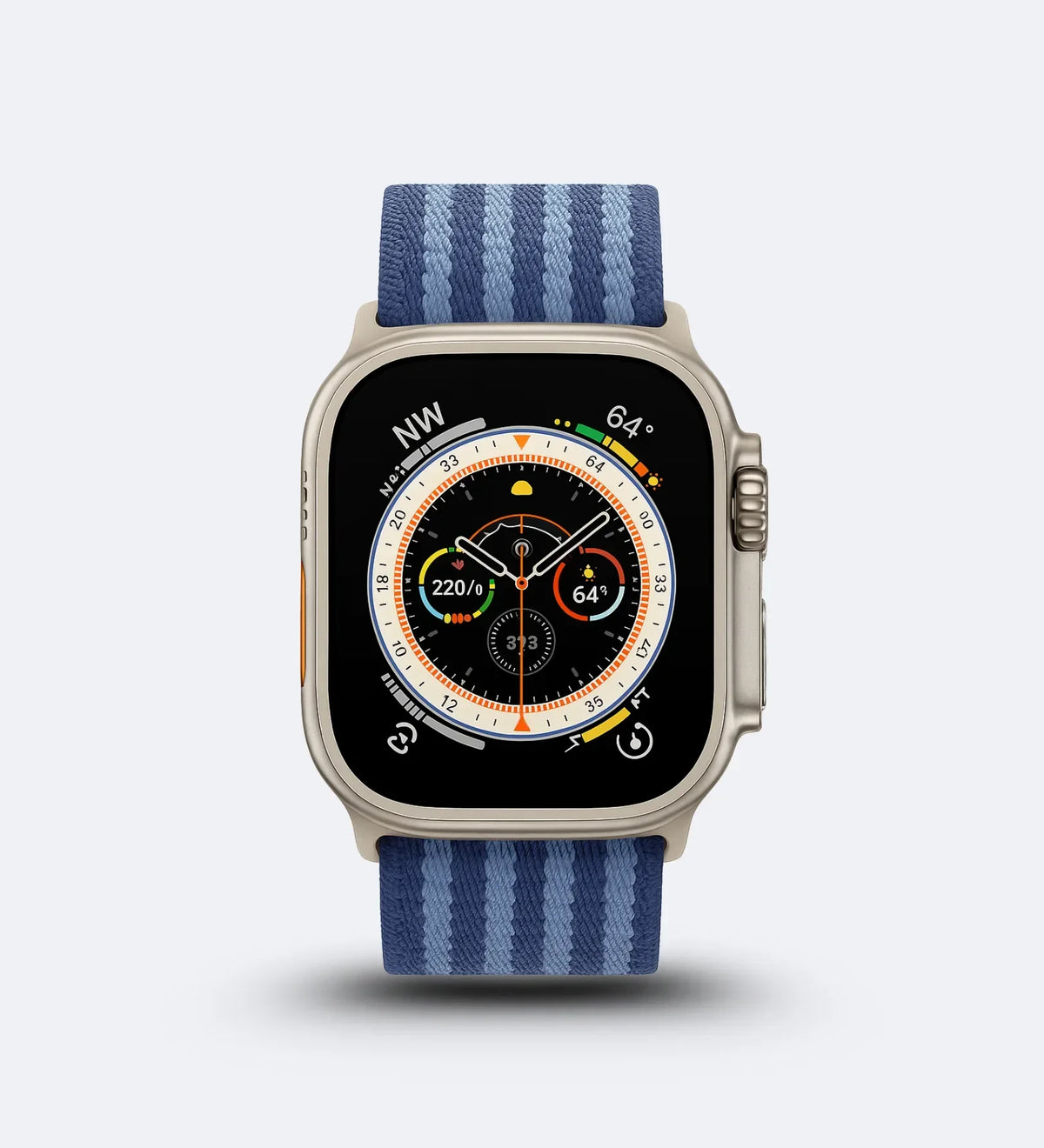 Parachute-Buckle Striped Nylon Apple Watch Band – Blue