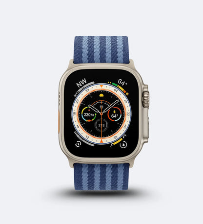 Parachute-Buckle Striped Nylon Apple Watch Band – Blue