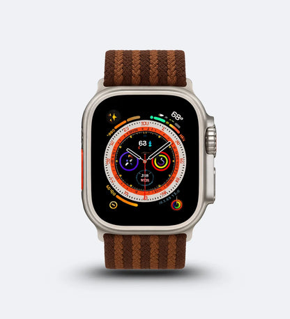 Parachute-Buckle Striped Nylon Apple Watch Band – Brown