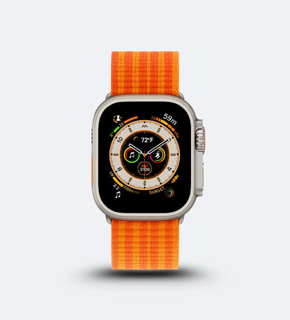 Parachute-Buckle Striped Nylon Apple Watch Band - Orange