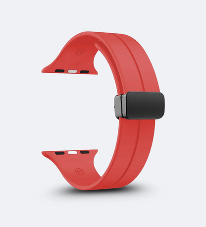Silicone Magnetic Buckle Apple Watch Band - Wine Red