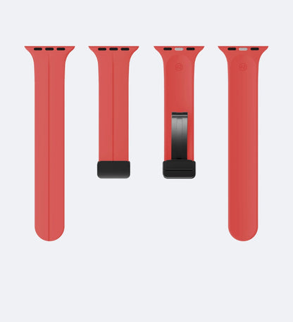 Silicone Magnetic Buckle Apple Watch Band - Wine Red