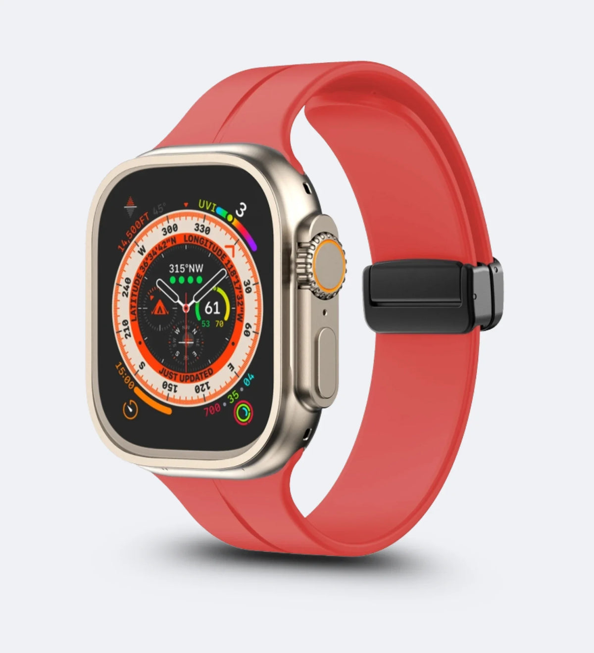 Silicone Magnetic Buckle Apple Watch Band - Wine Red