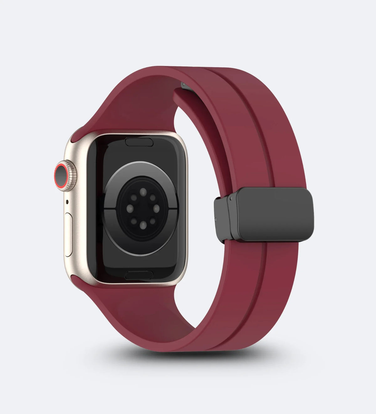 Silicone Magnetic Buckle Apple Watch Band - Wine Red