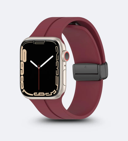 Silicone Magnetic Buckle Apple Watch Band - Wine Red