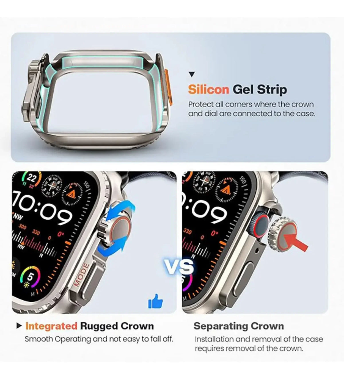 Apple Watch Ultra Converter Case Cover – Instantly Transform 44/45/46mm into Ultra Look - Natural Titanium