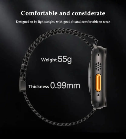 Woven Stainless Steel Mesh Band - Compatible with Apple Watch 42/44/45mm - Black Titanium