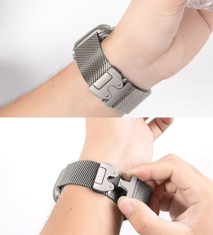 Woven Stainless Steel Mesh Band - Compatible with Apple Watch 42/44/45mm - Black Titanium