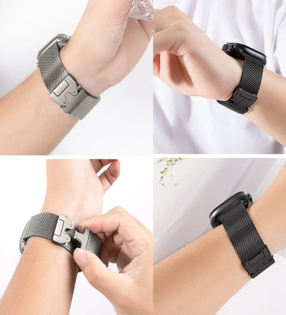 Woven Stainless Steel Mesh Band - Compatible with Apple Watch 42/44/45mm - Black Titanium