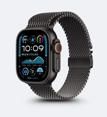 Woven Stainless Steel Mesh Band - Compatible with Apple Watch 42/44/45mm - Black Titanium