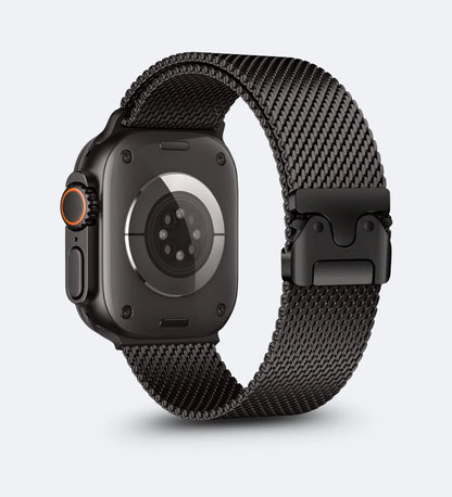 Woven Stainless Steel Mesh Band - Compatible with Apple Watch 42/44/45mm - Black Titanium