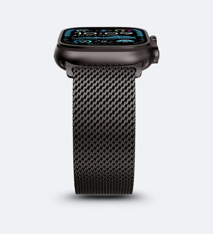 Woven Stainless Steel Mesh Band - Compatible with Apple Watch 42/44/45mm - Black Titanium