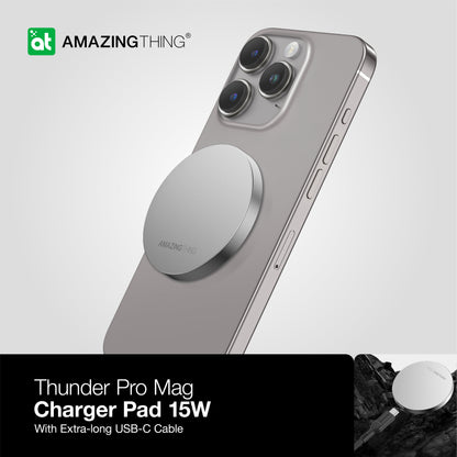 Thunder Pro PD15W magnetic charger pad with extra-long USB-C cable