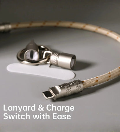 ROCK R15 Phone Lanyard + Fast-Charging Data Cable - Beige