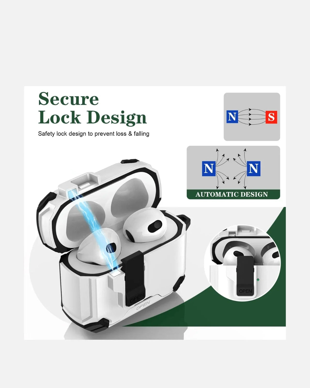AirPods 4 Case | Rugged Armor with Kickstand – Multi-Color, Shockproof & Secure Lock Design