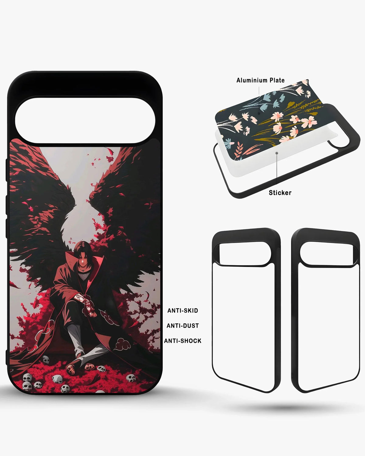 Anime Dark Warrior Phone Case - Dark Red & Black Print for iPhone, Samsung, Pixel, OnePlus & Vivo