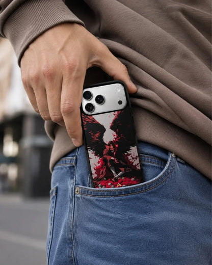 Anime Dark Warrior Phone Case - Dark Red & Black Print for iPhone, Samsung, Pixel, OnePlus & Vivo