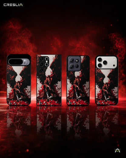 Anime Dark Warrior Phone Case - Dark Red & Black Print for iPhone, Samsung, Pixel, OnePlus & Vivo