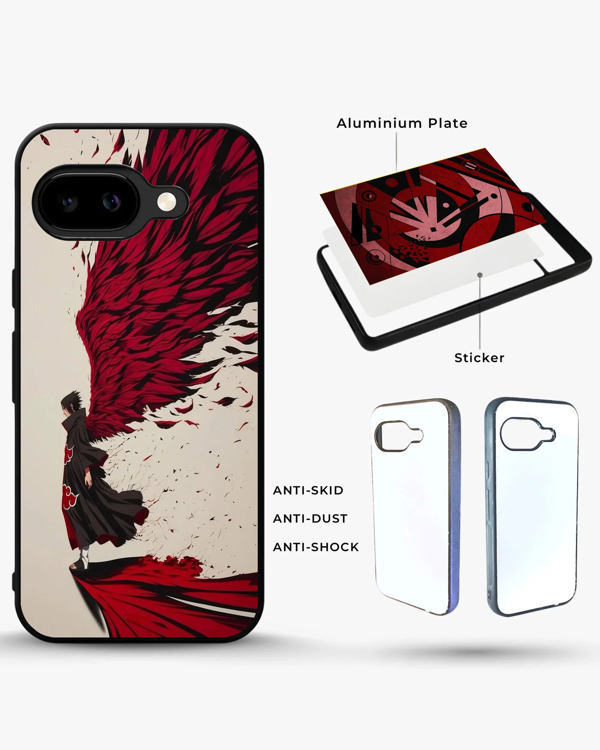 Anime Hero Phone Case - Bold Red & Black Character Print for iPhone, Samsung, Pixel, OnePlus & Vivo
