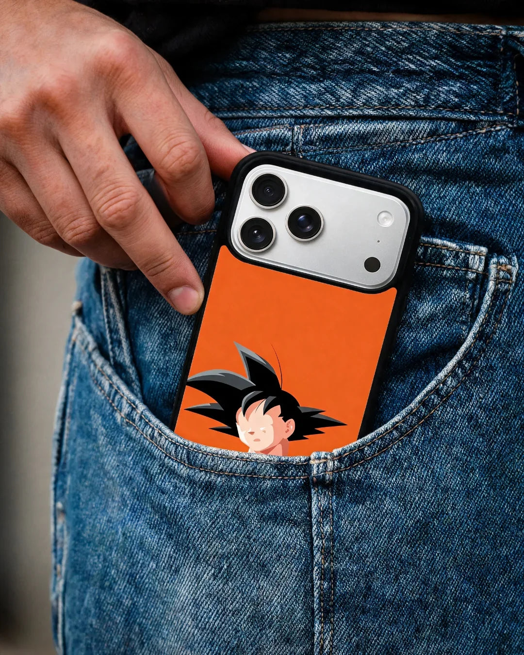 Anime Super Warrior Phone Case - Orange & Navy Fighter Print for iPhone, Samsung, Pixel, OnePlus & Vivo