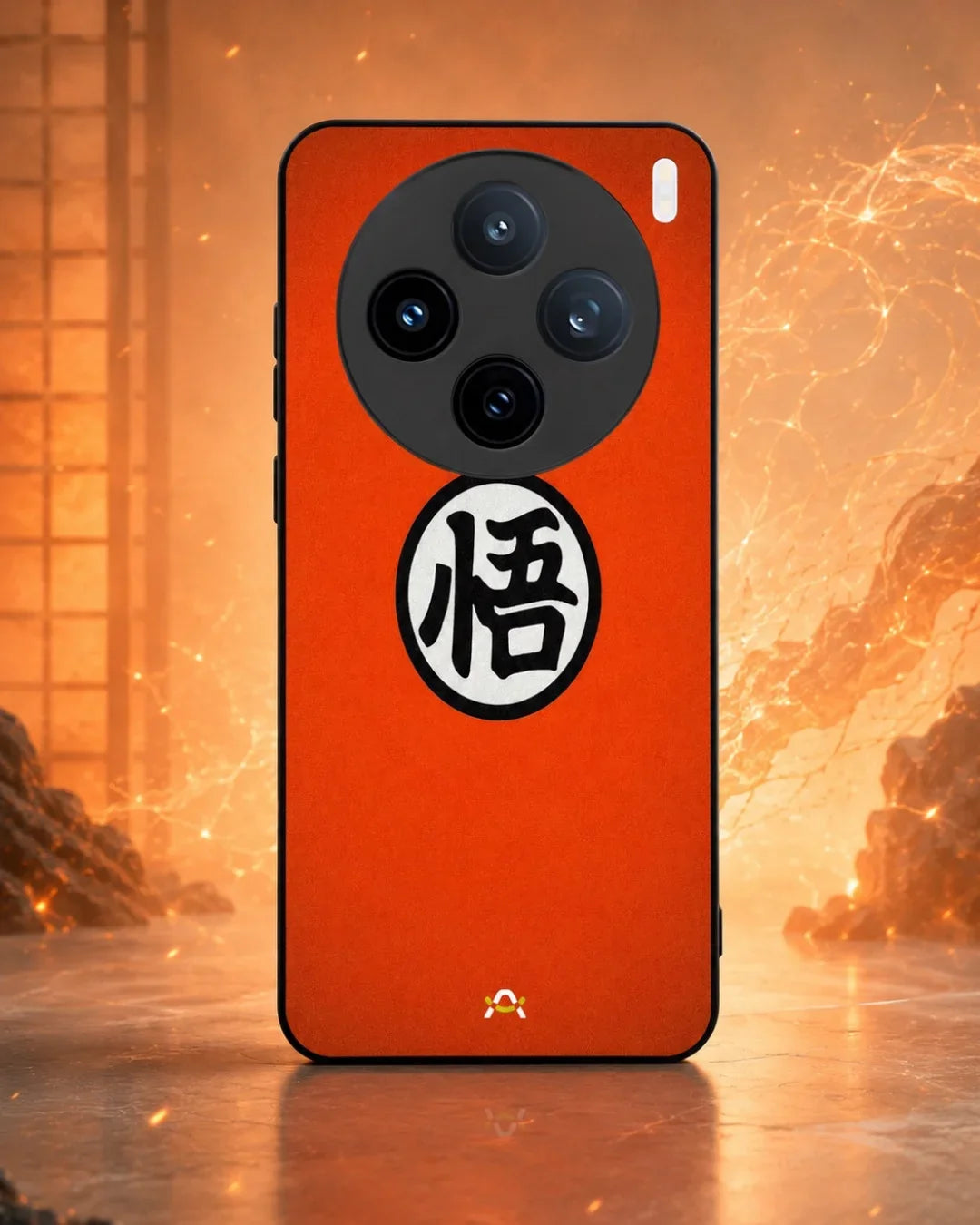 Anime Warrior Awakening Kanji Case - Glossy Orange Printed Cover for iPhone, Samsung, Pixel, OnePlus & Vivo