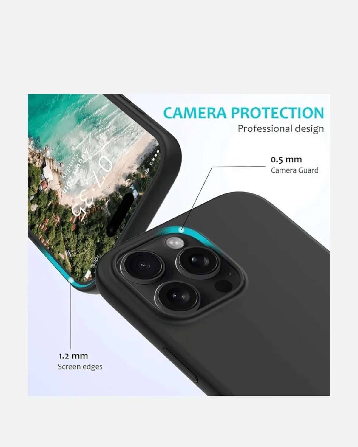 Soft Silicone Case with Full Bottom Protection – iPhone 16 Pro Max – Black – Solid Series