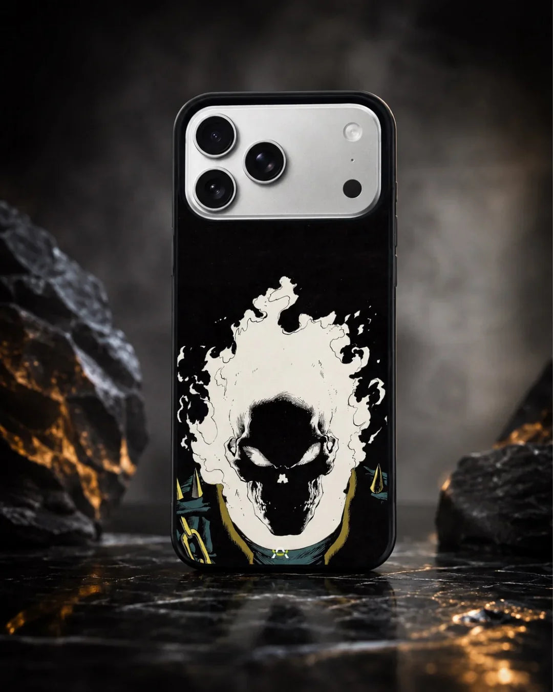 Blazing Comic Skull Phone Case - Flaming Comic Art Print for iPhone, Samsung, Pixel, OnePlus & Vivo