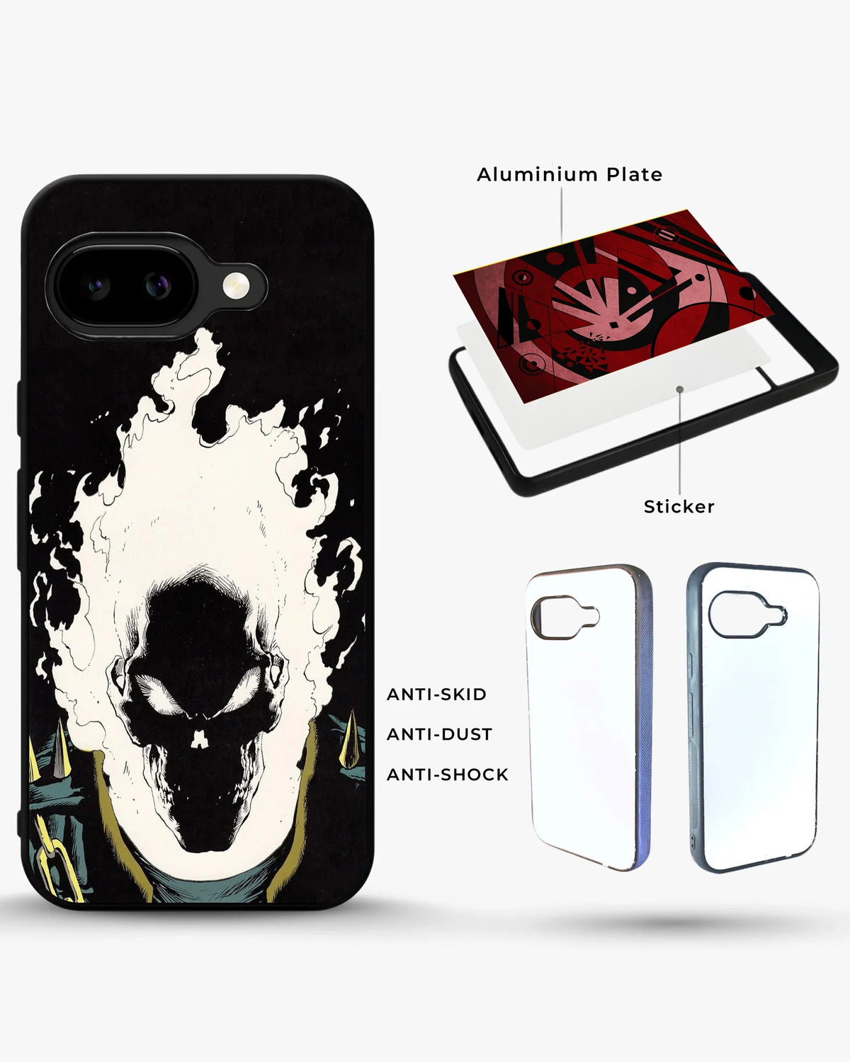 Blazing Comic Skull Phone Case - Flaming Comic Art Print for iPhone, Samsung, Pixel, OnePlus & Vivo