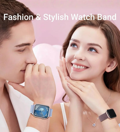 Magnetic Buckle Braided Loop Band for Apple Watch - Blue Nylon Strap