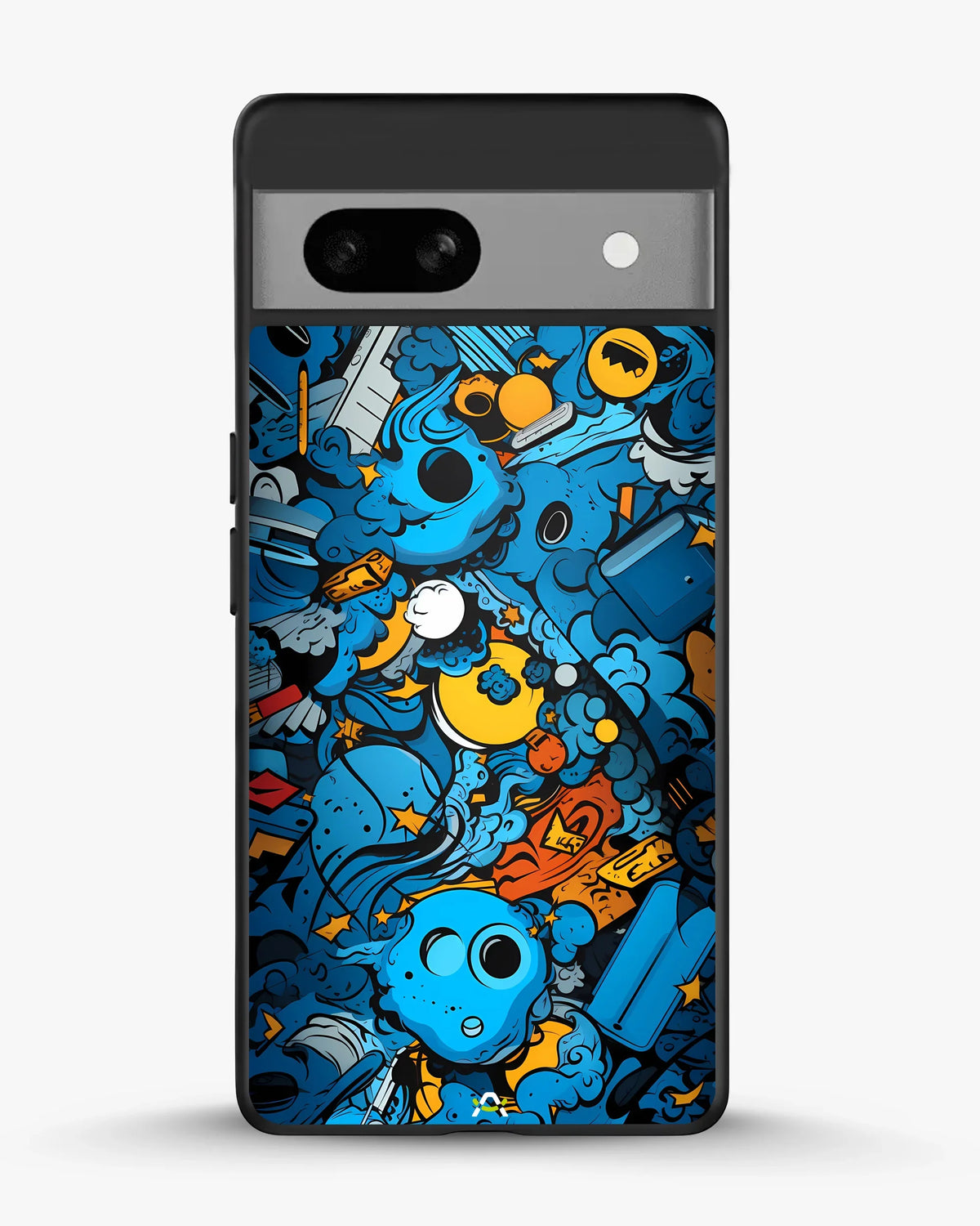 Blue Doodle Art Phone Case - Playful Cartoon Collage Print for iPhone, Samsung, Pixel, OnePlus & Vivo
