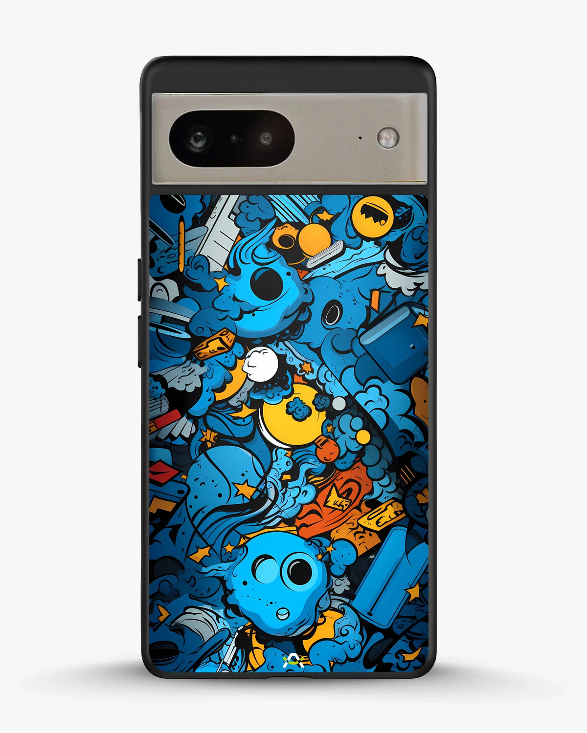 Blue Doodle Art Phone Case - Playful Cartoon Collage Print for iPhone, Samsung, Pixel, OnePlus & Vivo
