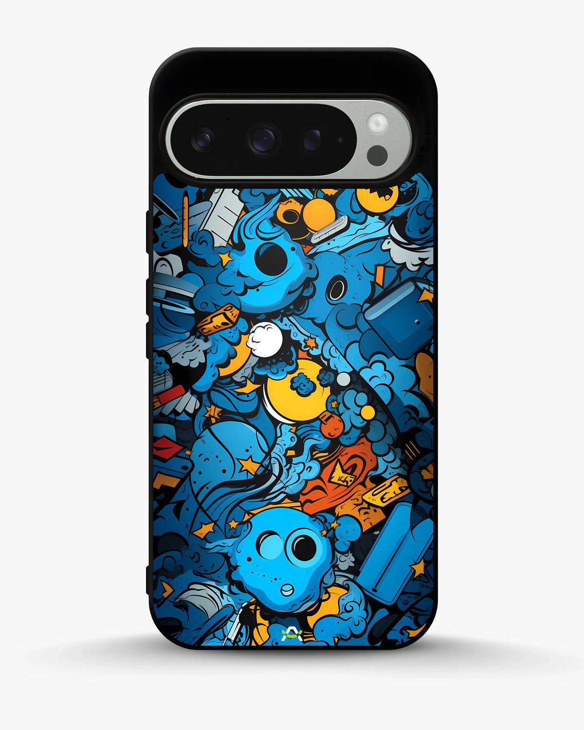 Blue Doodle Art Phone Case - Playful Cartoon Collage Print for iPhone, Samsung, Pixel, OnePlus & Vivo