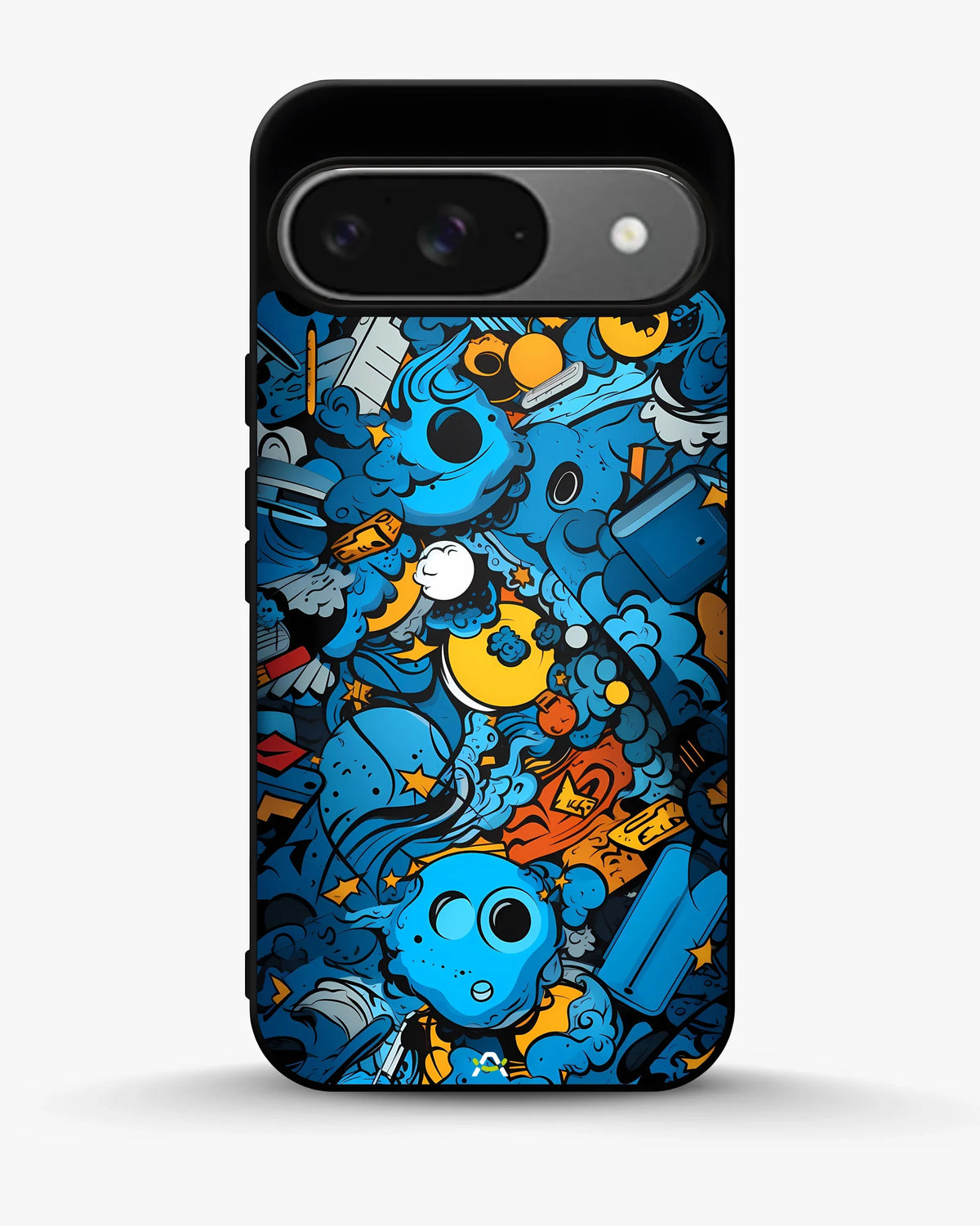 Blue Doodle Art Phone Case - Playful Cartoon Collage Print for iPhone, Samsung, Pixel, OnePlus & Vivo