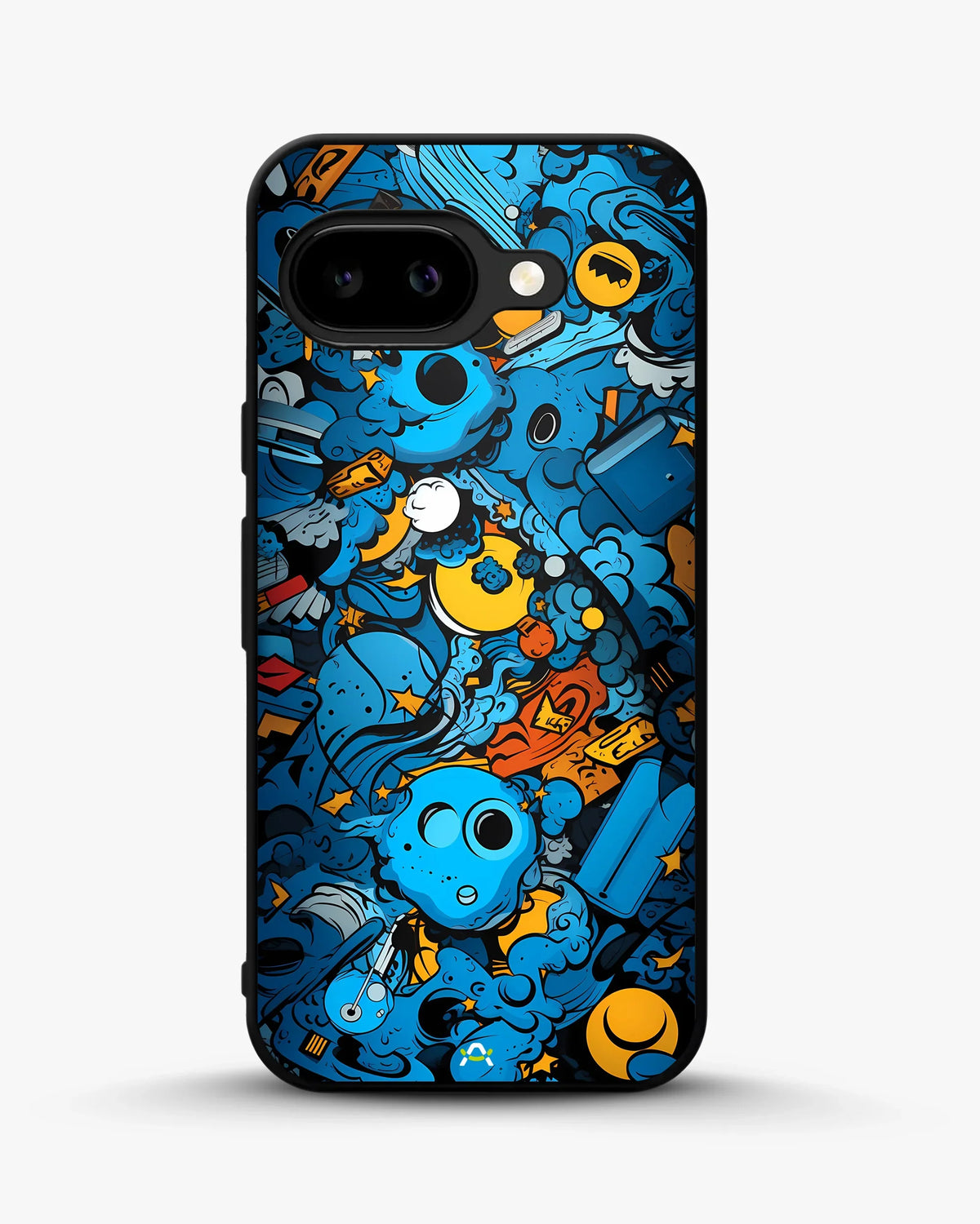 Blue Doodle Art Phone Case - Playful Cartoon Collage Print for iPhone, Samsung, Pixel, OnePlus & Vivo