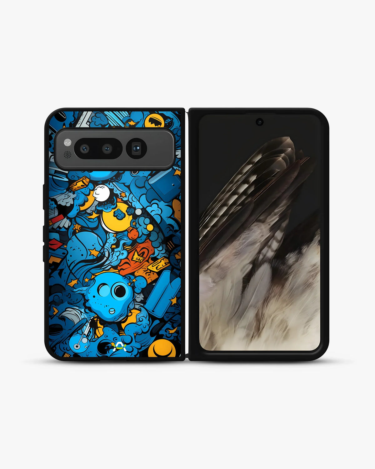 Blue Doodle Art Phone Case - Playful Cartoon Collage Print for iPhone, Samsung, Pixel, OnePlus & Vivo