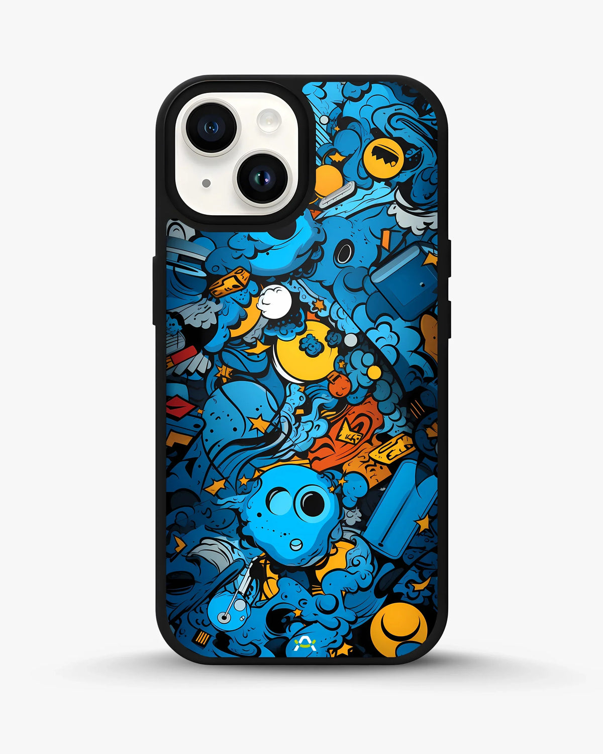 Blue Doodle Art Phone Case - Playful Cartoon Collage Print for iPhone, Samsung, Pixel, OnePlus & Vivo