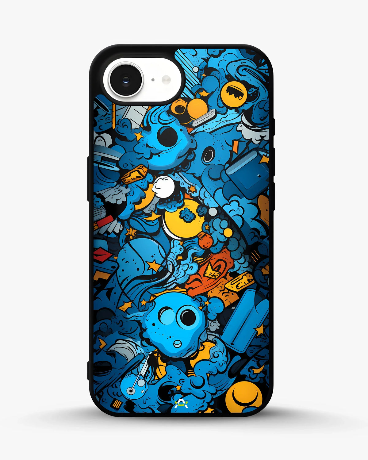 Blue Doodle Art Phone Case - Playful Cartoon Collage Print for iPhone, Samsung, Pixel, OnePlus & Vivo