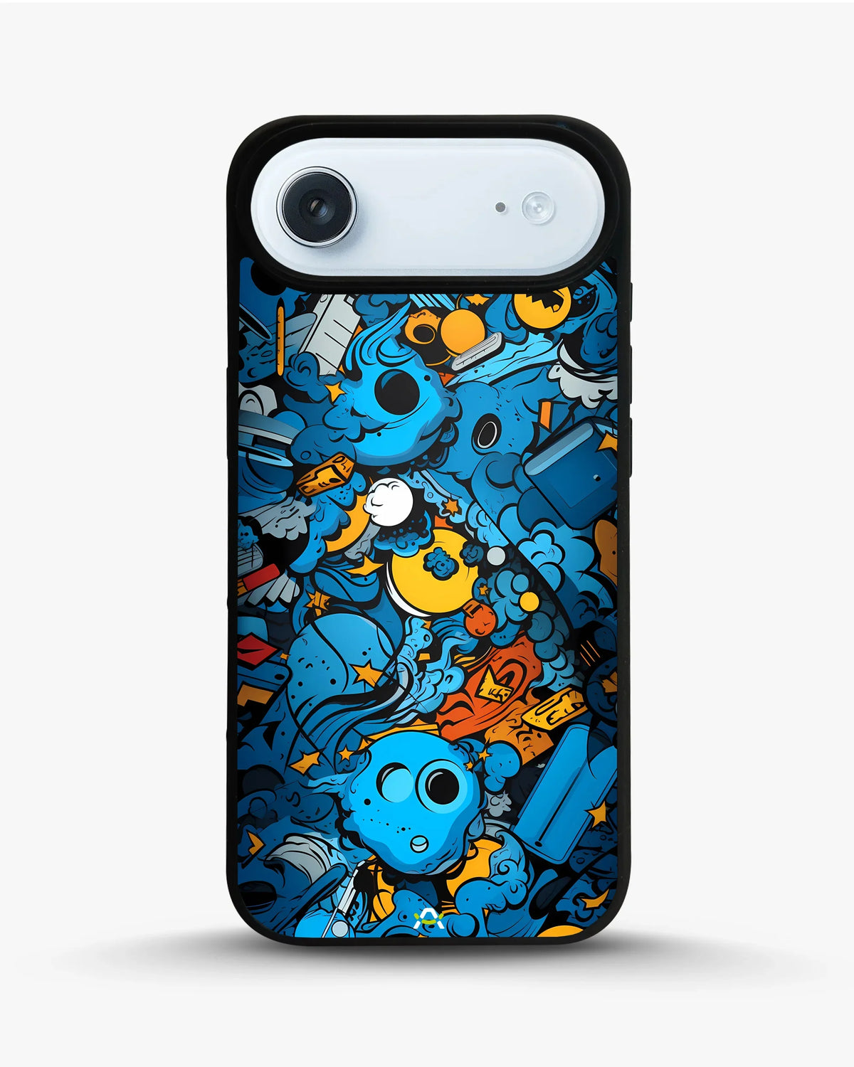 Blue Doodle Art Phone Case - Playful Cartoon Collage Print for iPhone, Samsung, Pixel, OnePlus & Vivo