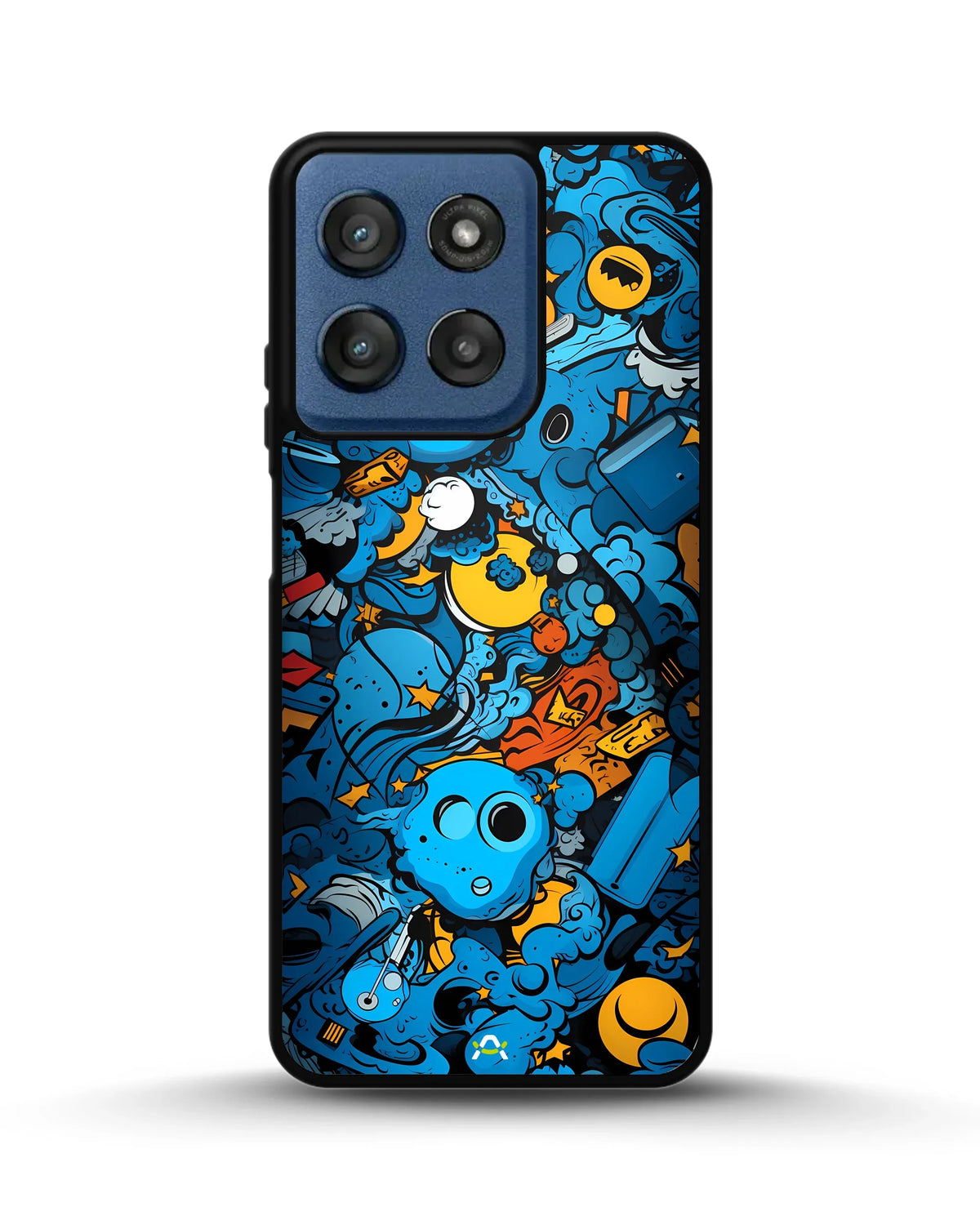 Blue Doodle Art Phone Case - Playful Cartoon Collage Print for iPhone, Samsung, Pixel, OnePlus & Vivo