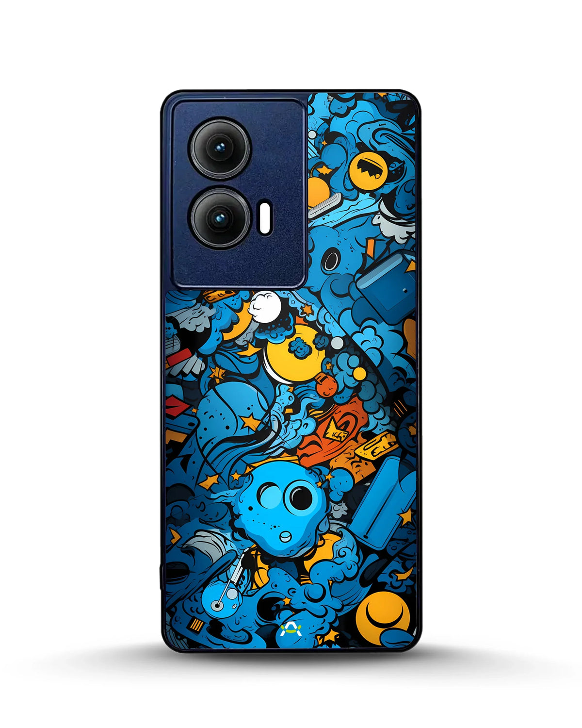 Blue Doodle Art Phone Case - Playful Cartoon Collage Print for iPhone, Samsung, Pixel, OnePlus & Vivo