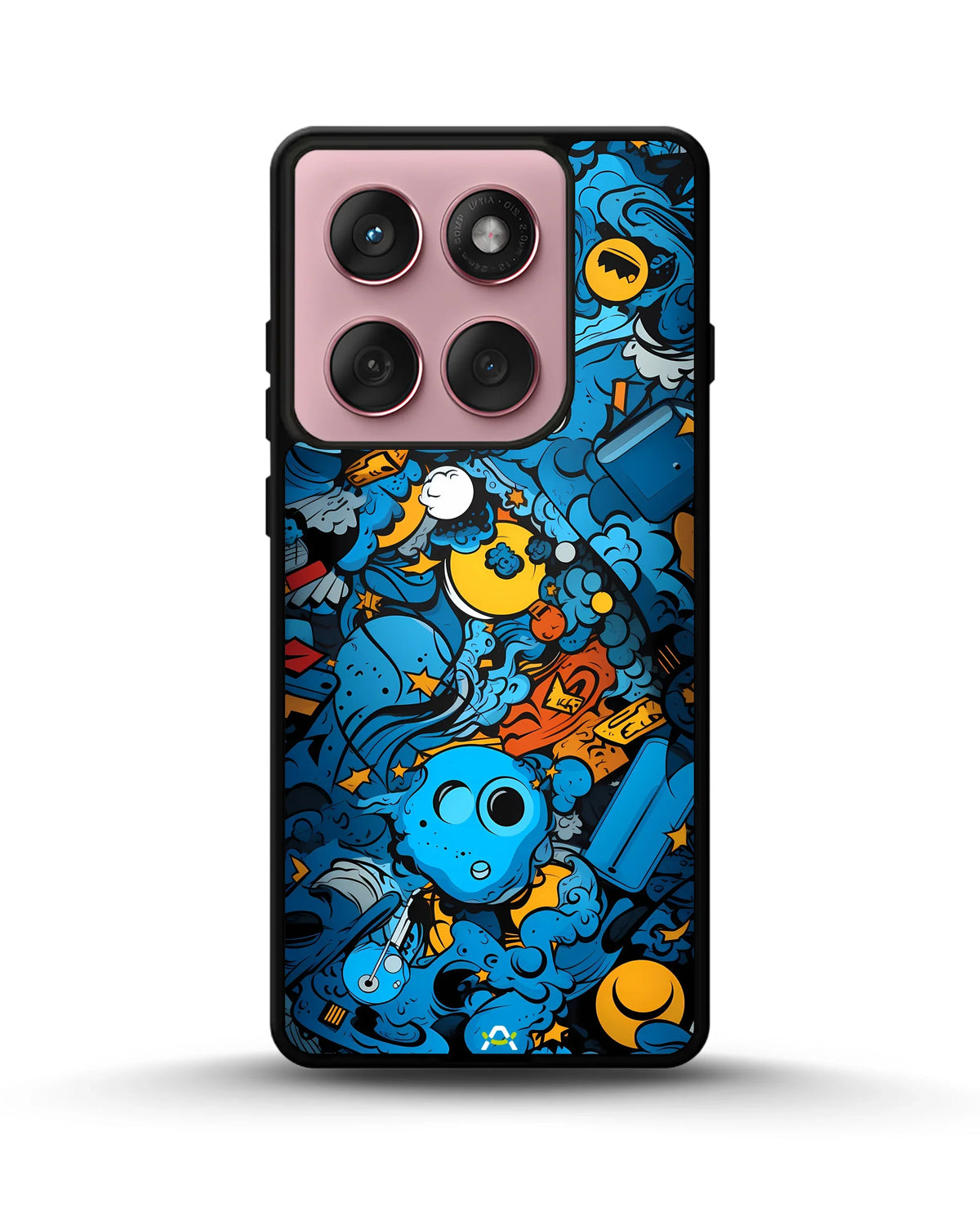 Blue Doodle Art Phone Case - Playful Cartoon Collage Print for iPhone, Samsung, Pixel, OnePlus & Vivo