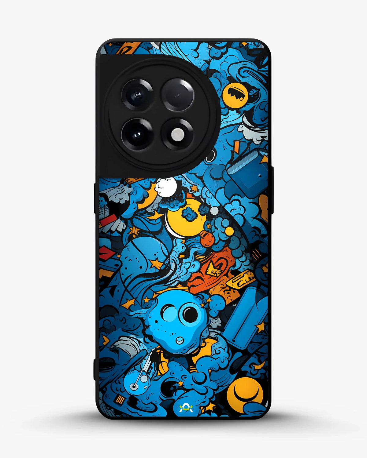 Blue Doodle Art Phone Case - Playful Cartoon Collage Print for iPhone, Samsung, Pixel, OnePlus & Vivo