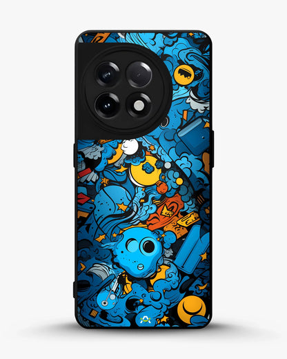 Blue Doodle Art Phone Case - Playful Cartoon Collage Print for iPhone, Samsung, Pixel, OnePlus & Vivo
